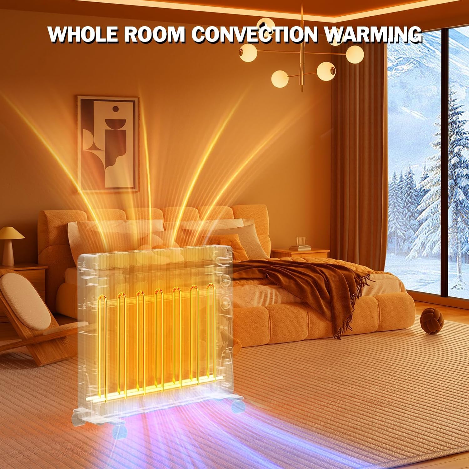 Eueiriup 1500W Electric Wall Heater with Thermostat and Wheels