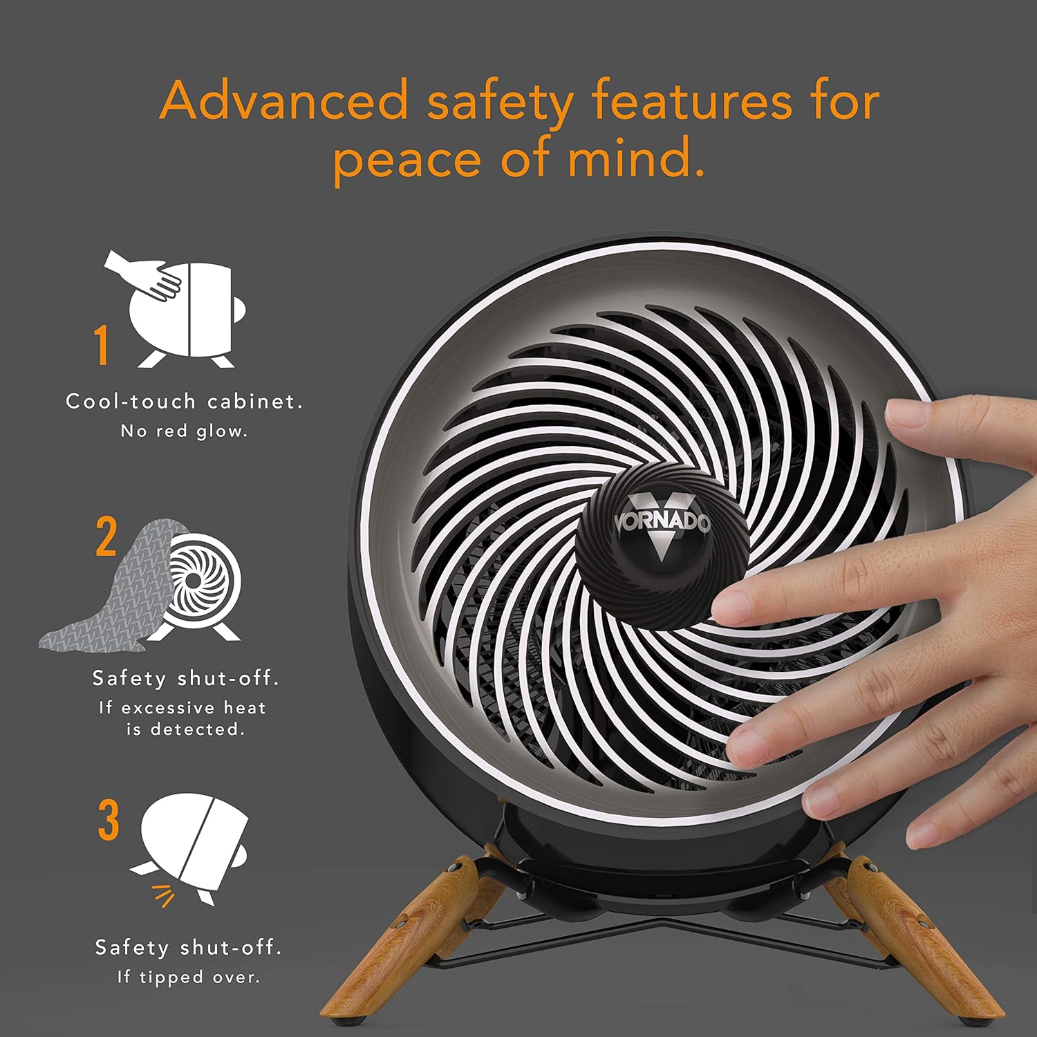 Vornado Glide Vortex Heater - 2 Heat Settings Safe Quiet