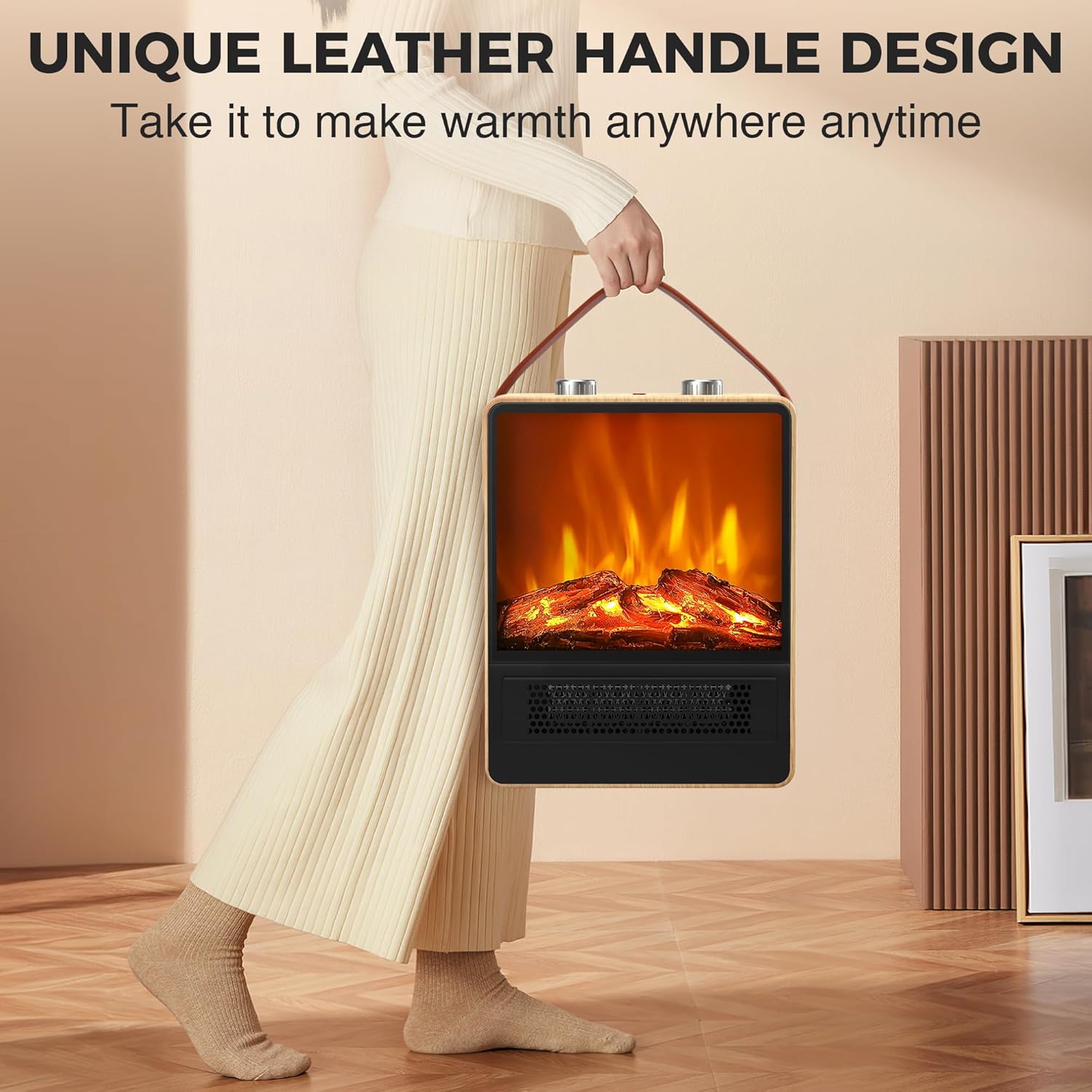Riseon Electric Fireplace Heater with 3D LED Flame