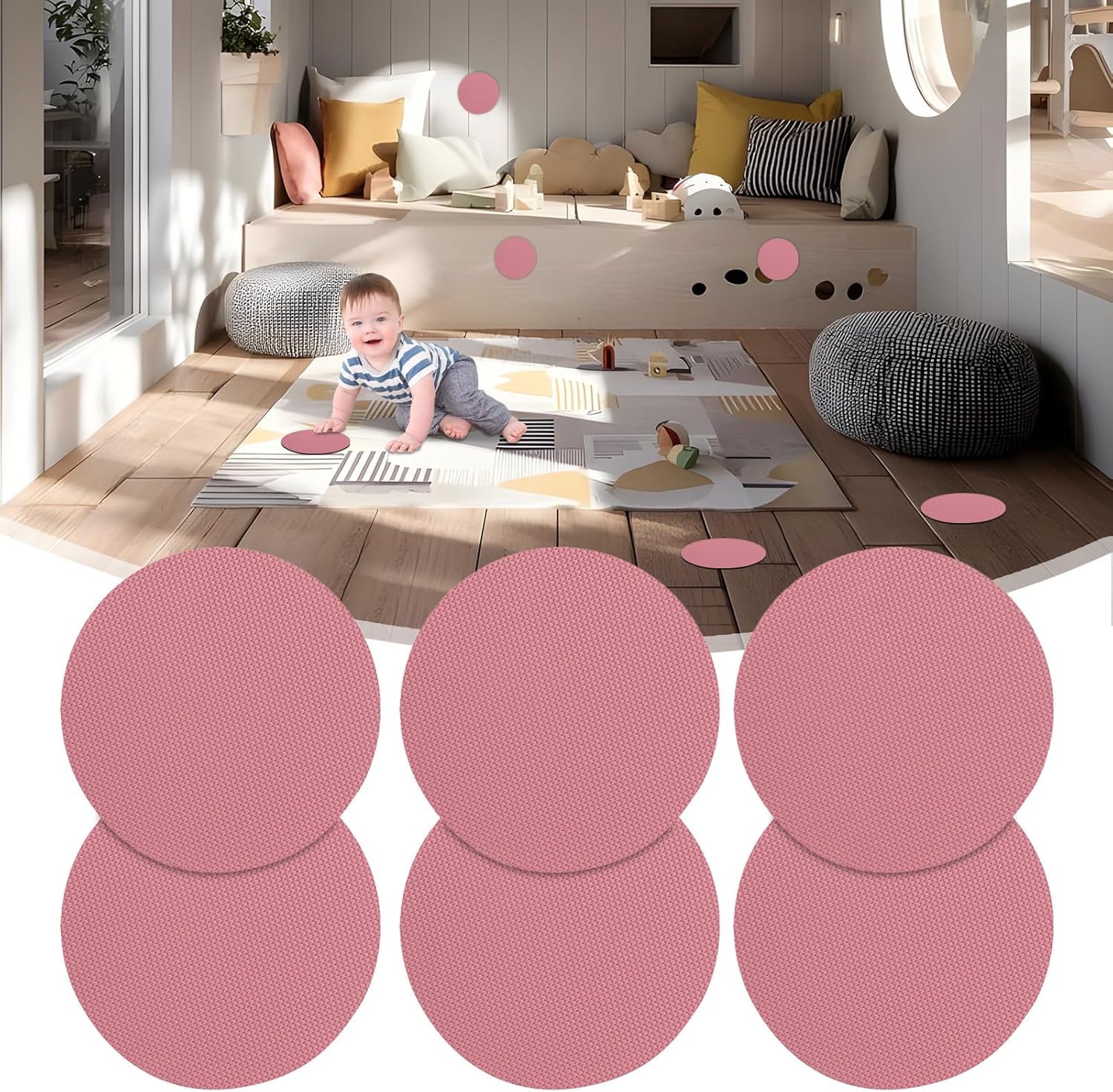 6 Piece Round Anti-Slip Shower Floor Stickers with Grip Decals