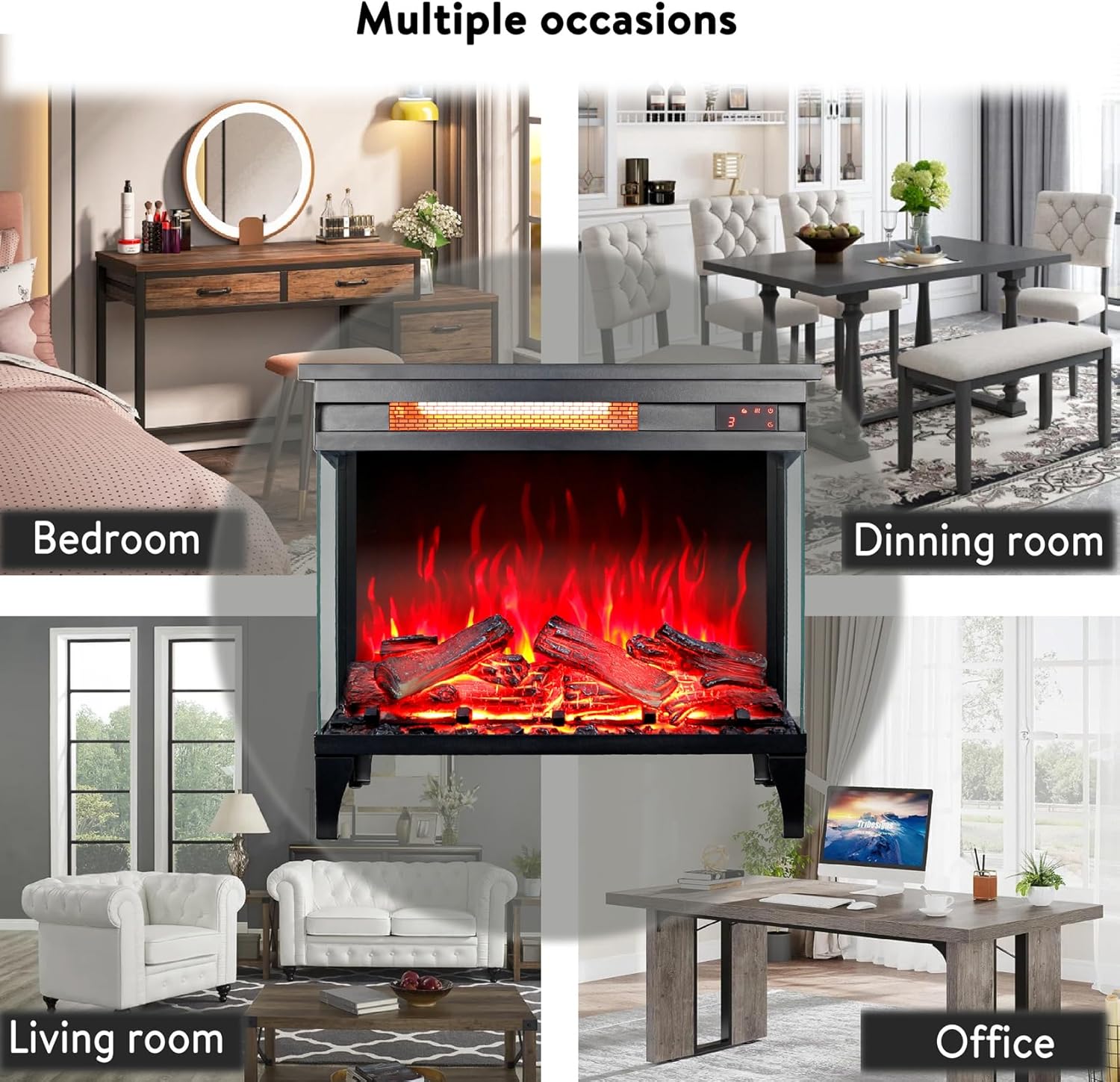 Doredo 3-Sided Electric Fireplace with Remote Control 1