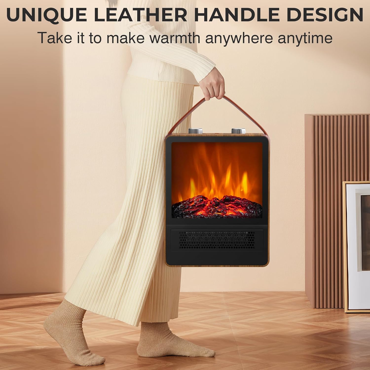 Alpaca Electric Fireplace Heater with 3D LED Flame 1500W750W