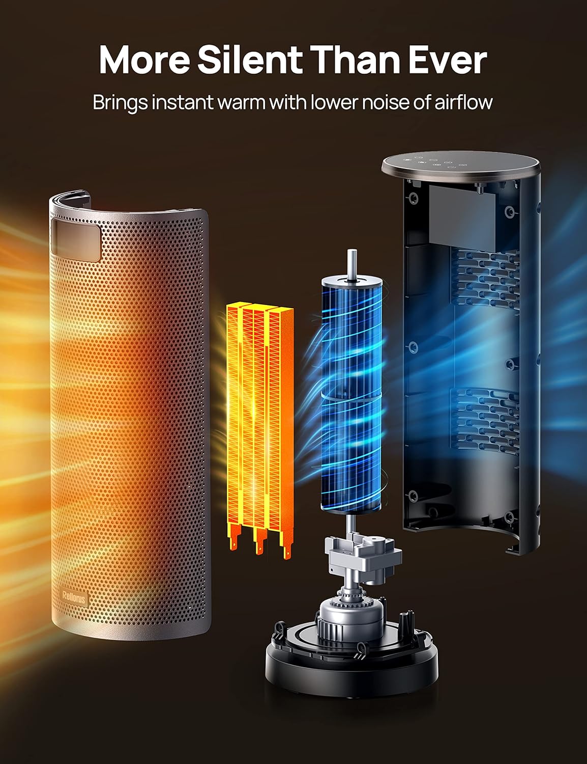 Rellorus Fast Heating Electric Space Heater with Remote and Thermostat 1