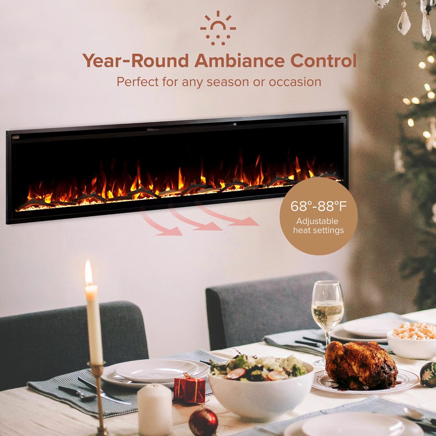 Modern Ember Aerus 72 Inch Smart Linear Electric Fireplace 1