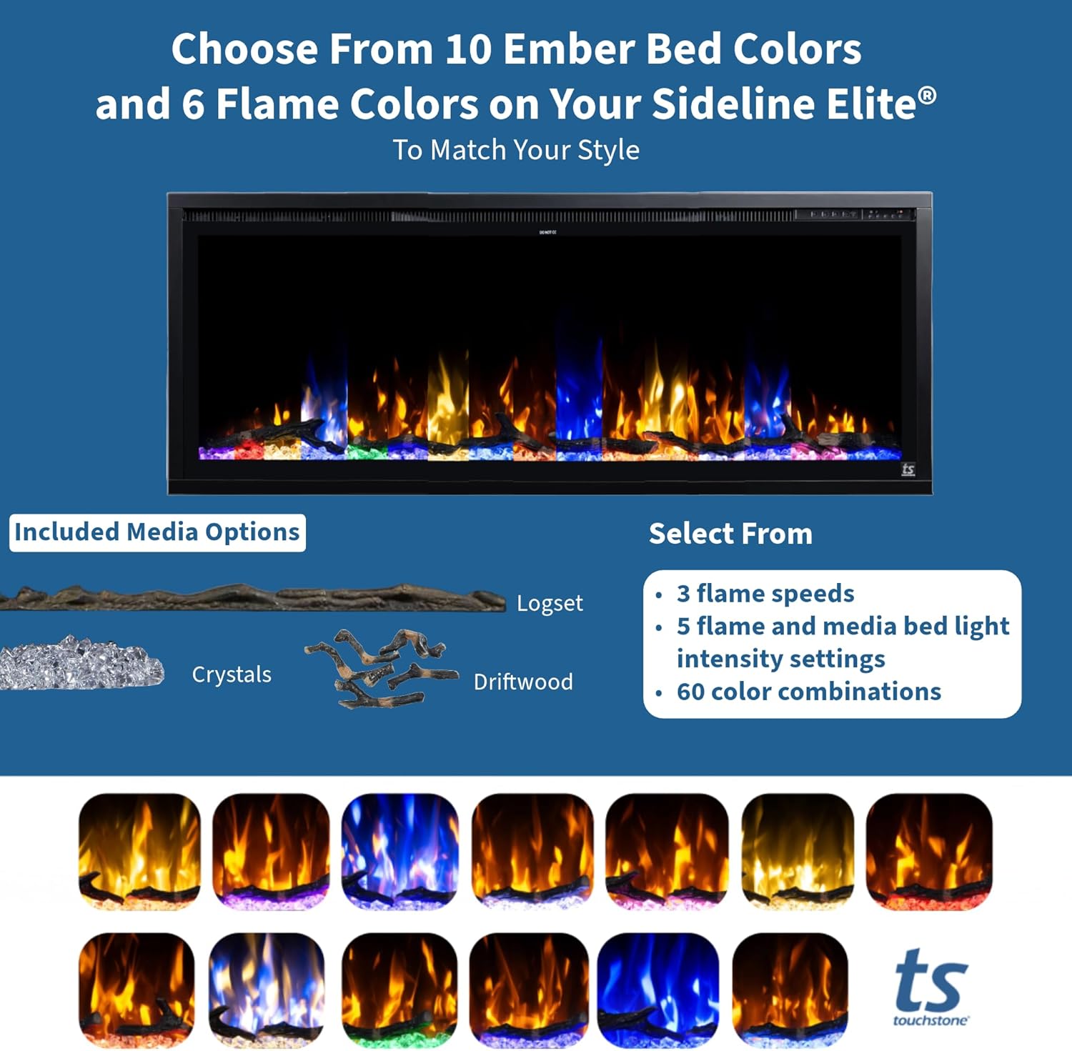 Touchstone Sideline Elite 50 Smart Electric Fireplace with Mantel 1