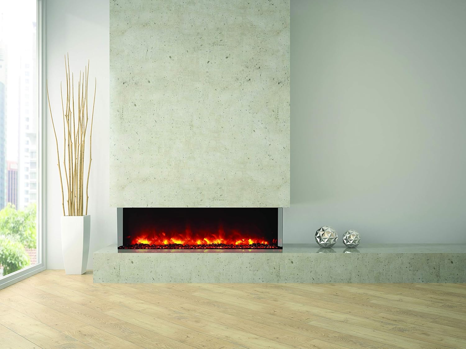 Amantii 50 3-Sided Electric Fireplace with Remote and 8H Timer