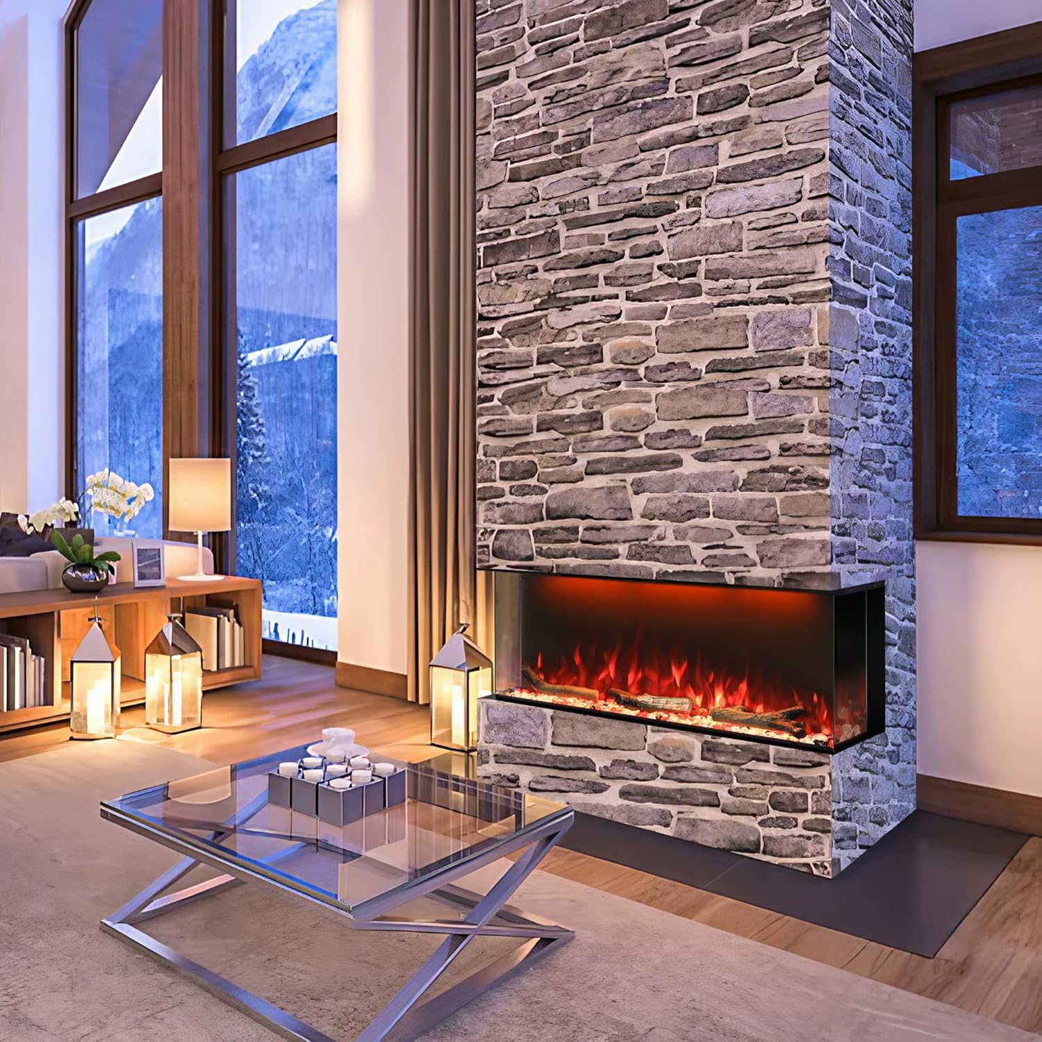 Masarflame 42 Electric Fireplace with WiFi Alexa Timer Thermostat