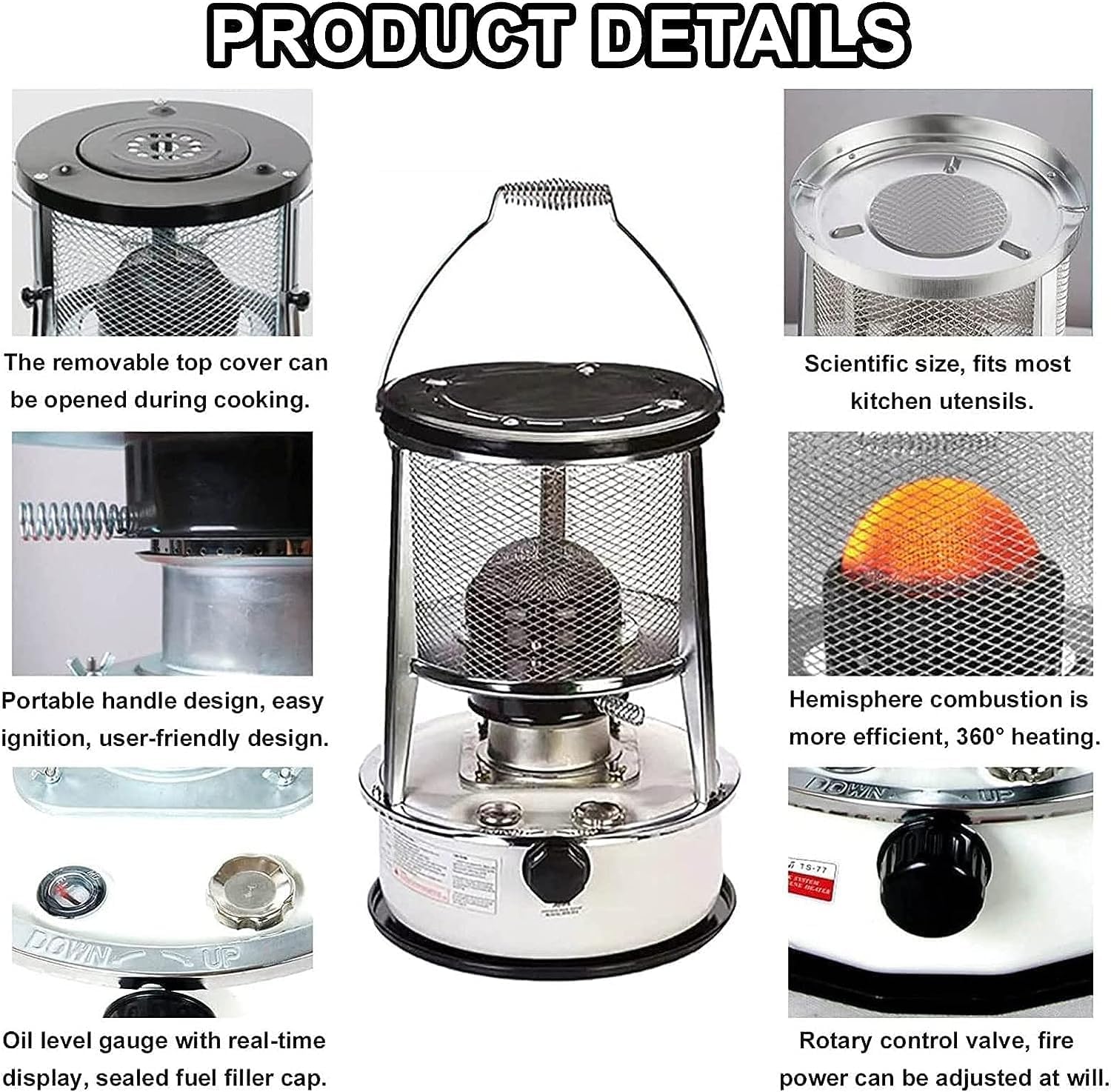 MDybf Kerosene Stove Heater 6L Portable Stainless Steel