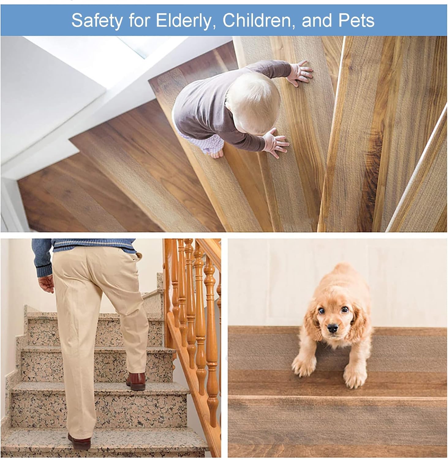 WLWLEO Anti-Slip Stair Treads 15 Pack 4x24in