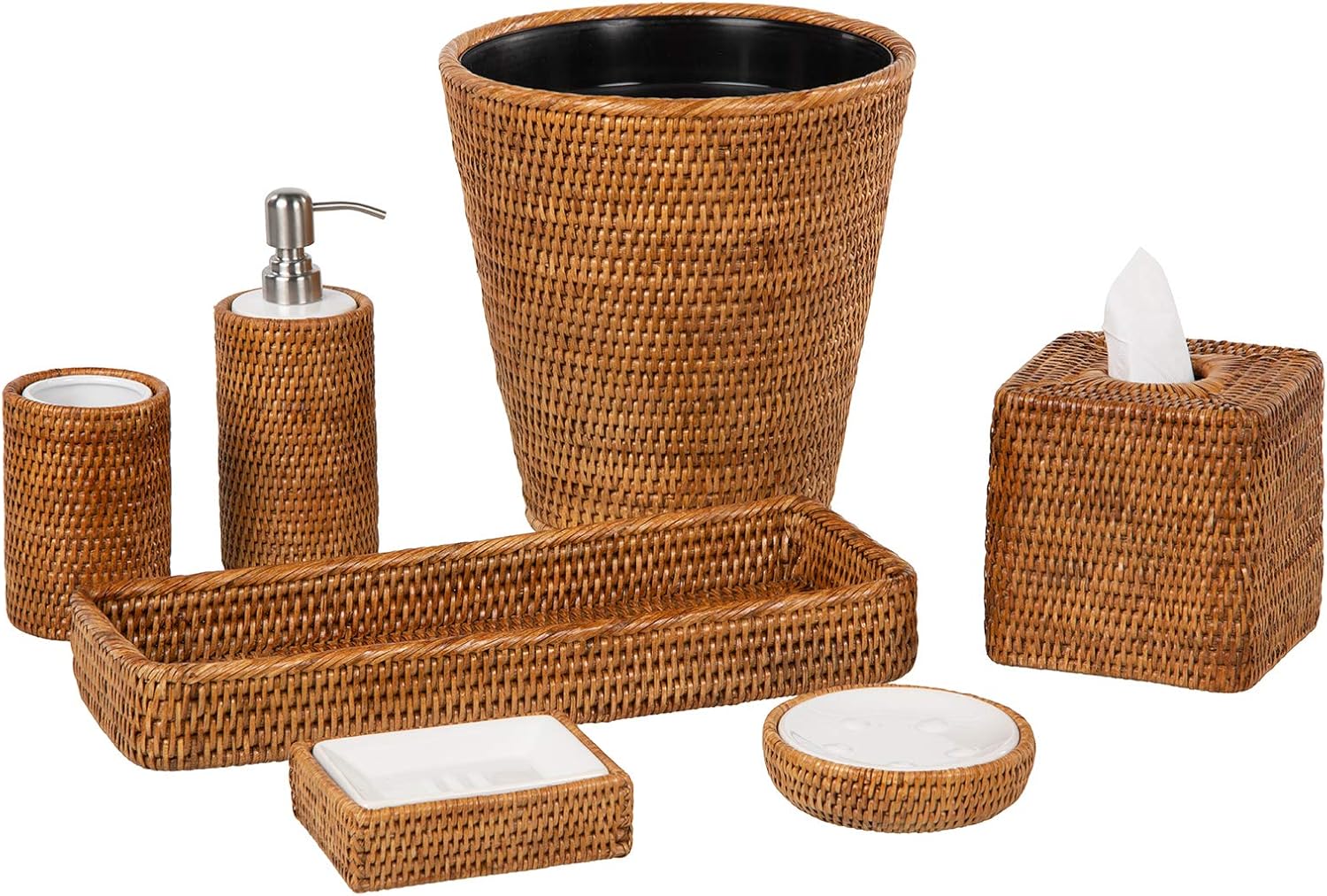 Kouboo La Jolla Rattan Toothbrush Holder Honey-Brown