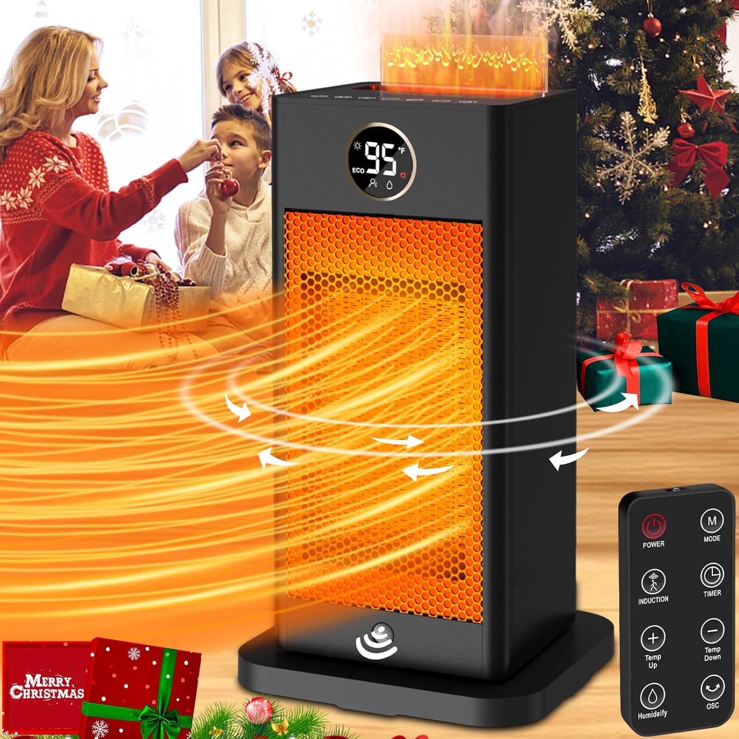 Verminget 1500W PTC Space Heater with 3D Flame and Humidifier