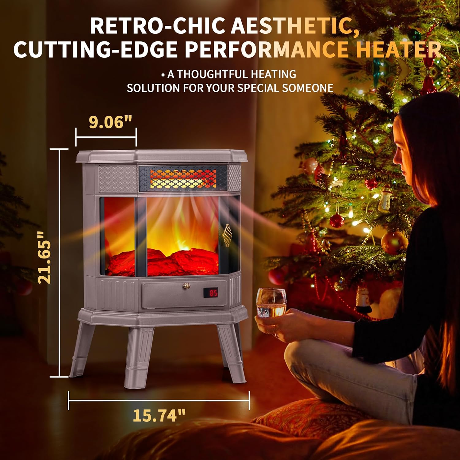 RealSmart 22 in Electric Fireplace with 3D Flame Effect and Remote Control
