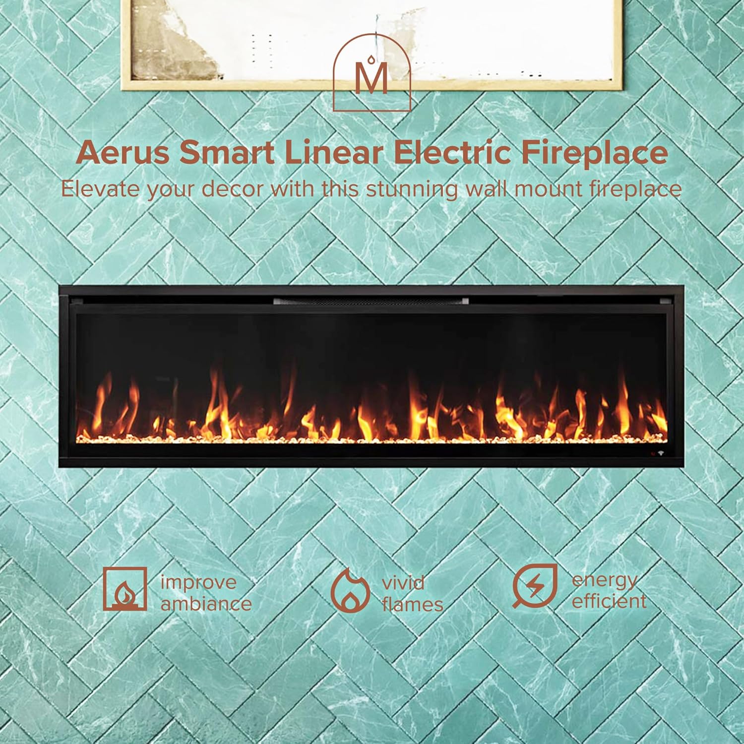 Modern Ember Aerus 60 Inch Smart Linear Electric Fireplace