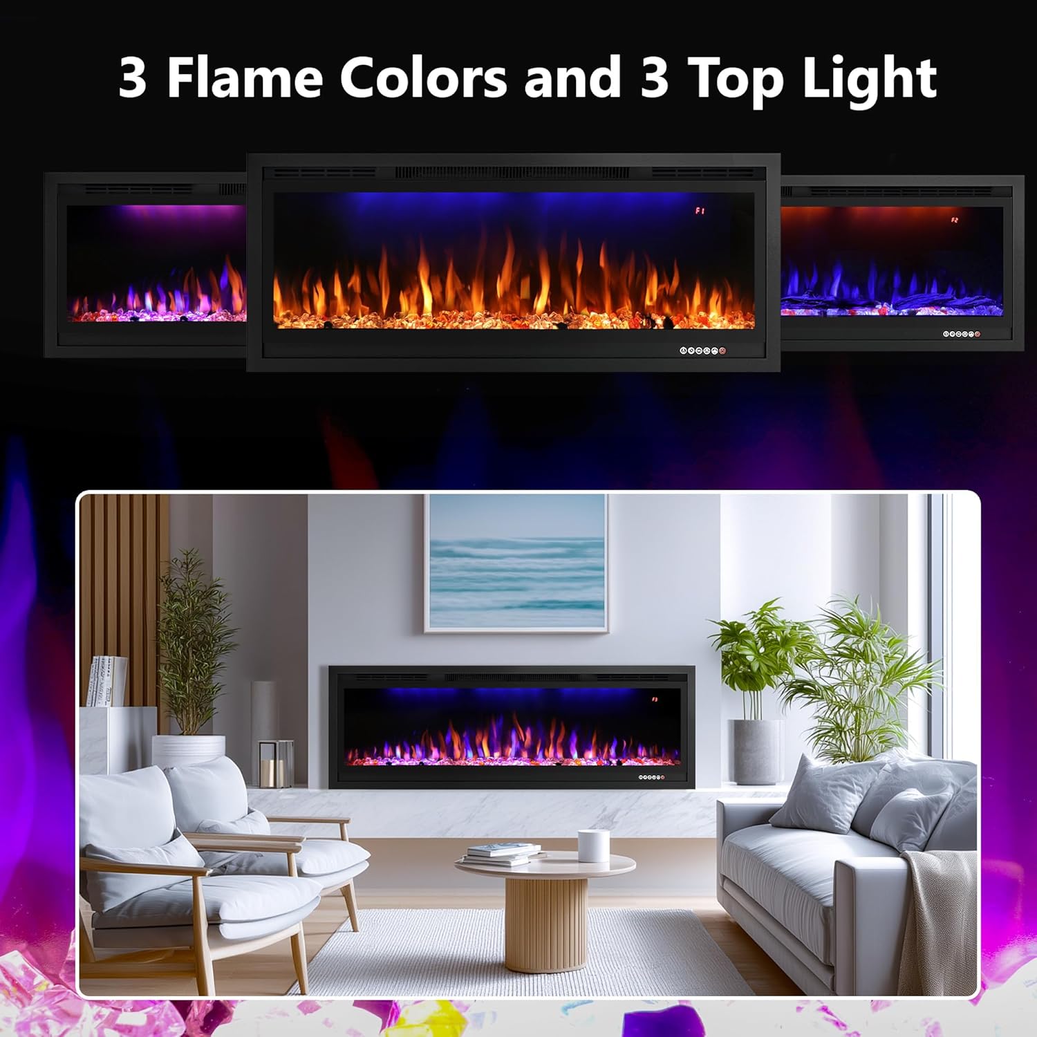 RODALFLAME 60 Electric Fireplace Insert with WiFi App Control