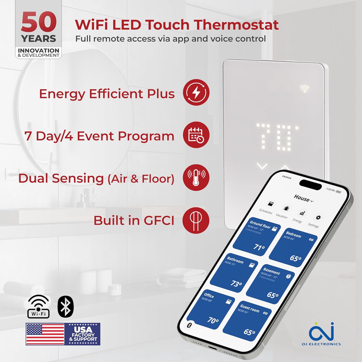 LuxHeat 150sqft Electric Floor Heating System with WiFi Thermostat