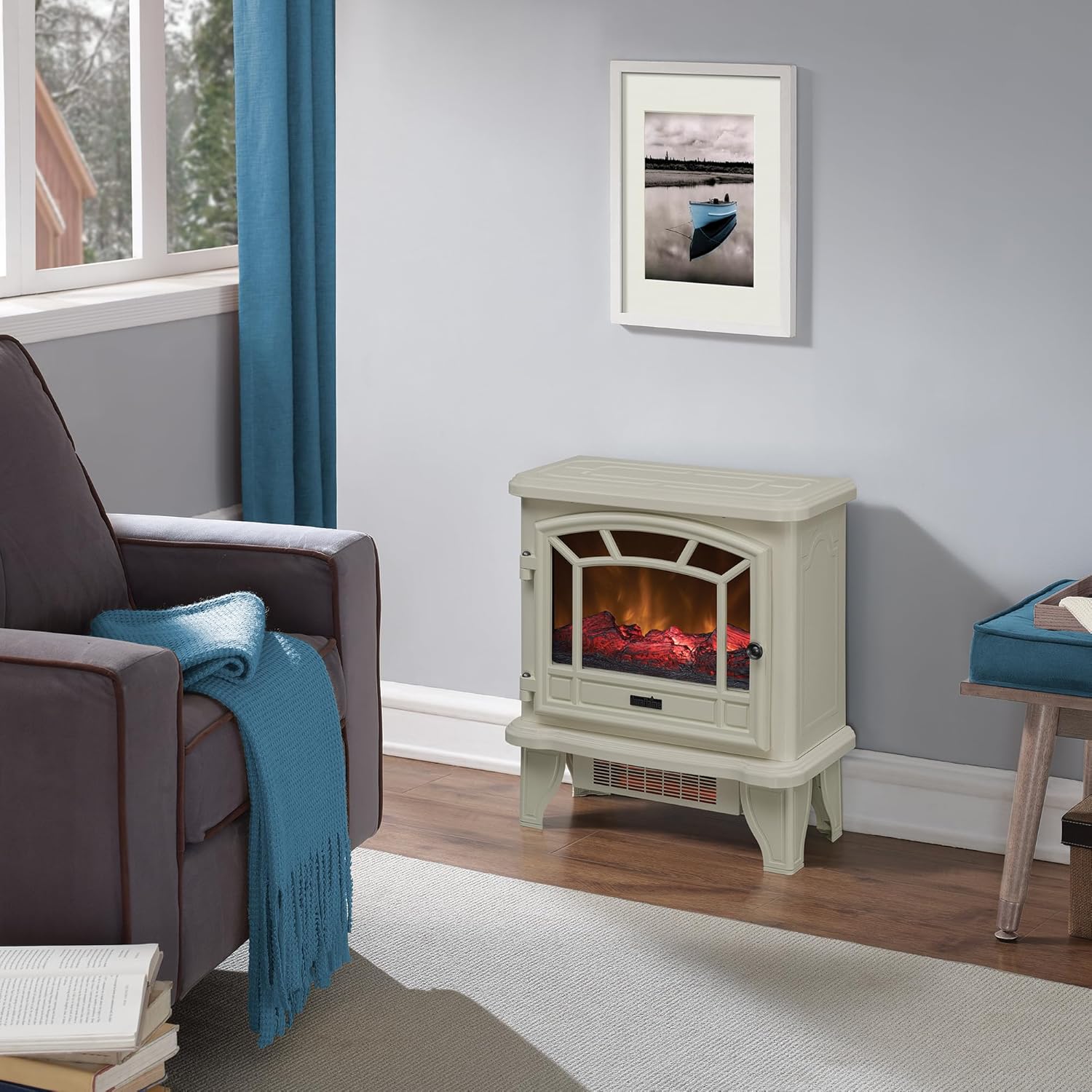 Duraflame Infrared Quartz Electric Fireplace Stove Heater Cream