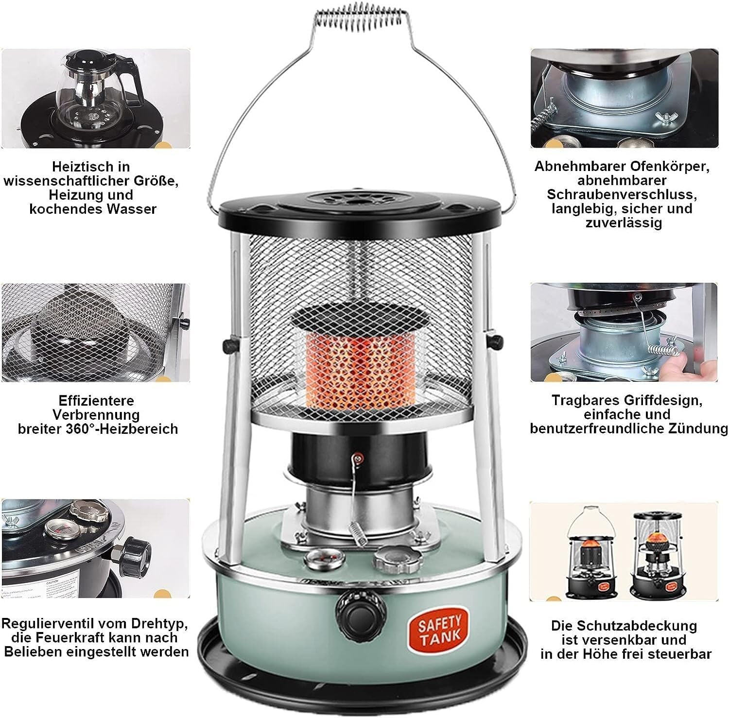 Adjustable Kerosene Stove Heater with Glass Chimney