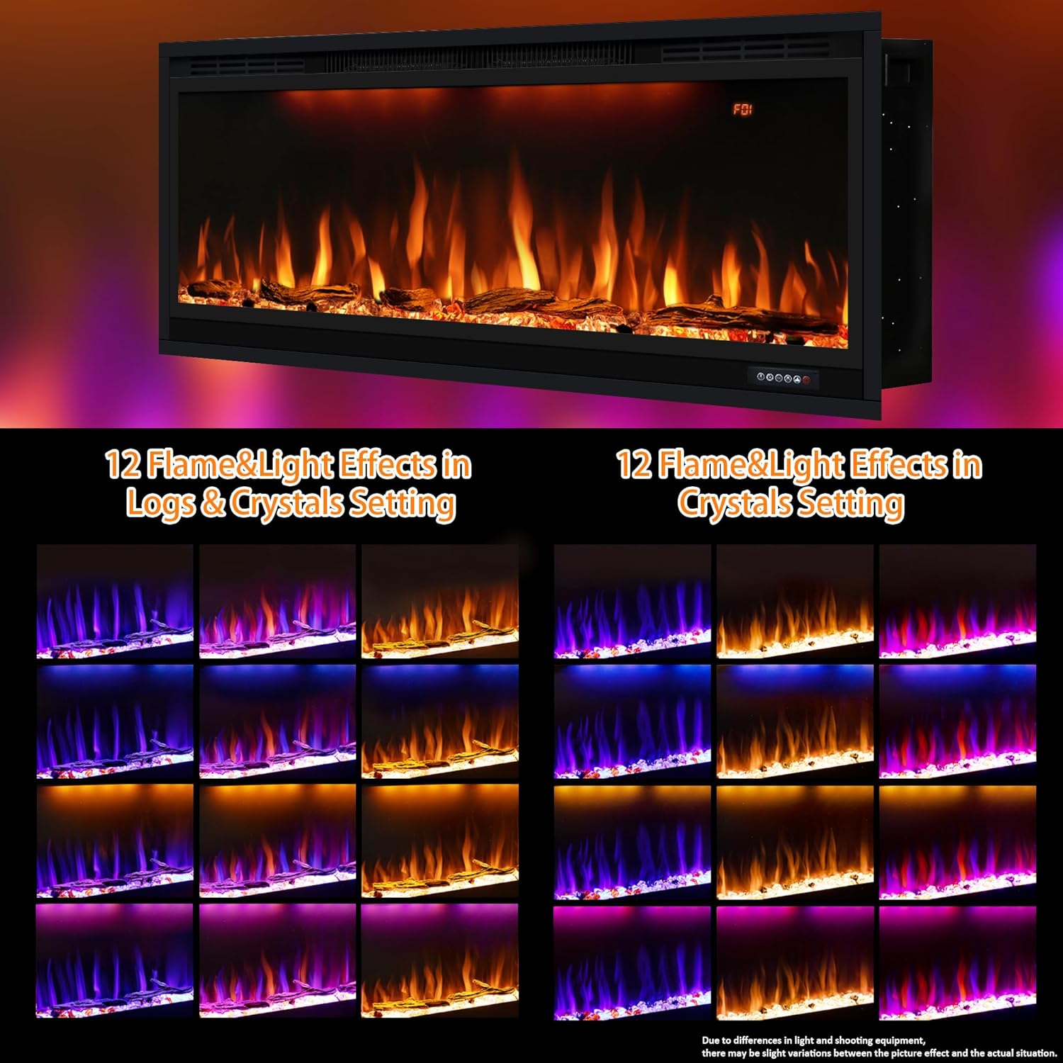 Dreamflame 42 Inch Smart Electric Fireplace with App Control and Timer