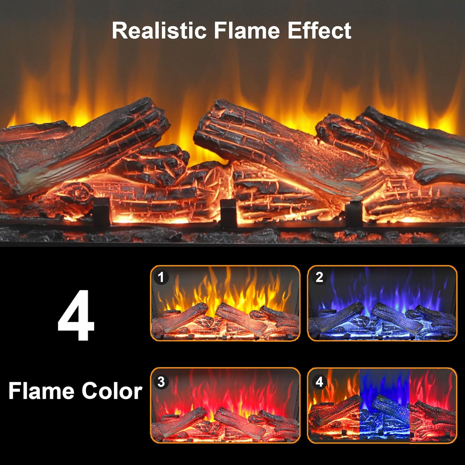 Innoflame 24 Electric Fireplace Heater with Remote and Timer
