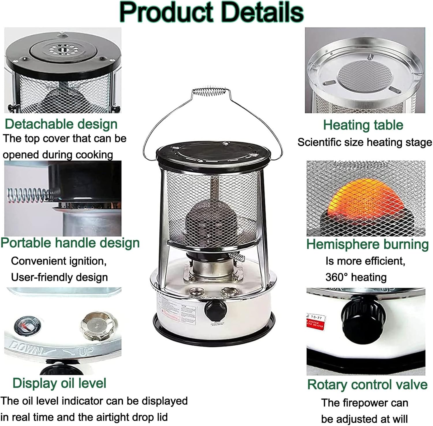ZYFC 9000BTU Kerosene Heater Portable Indoor Camping