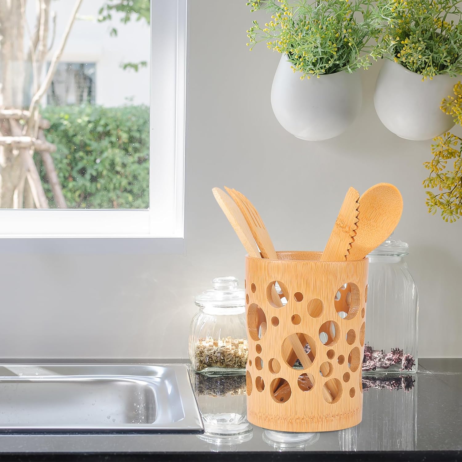 Eco Bamboo Toothbrush Holder with Drainage