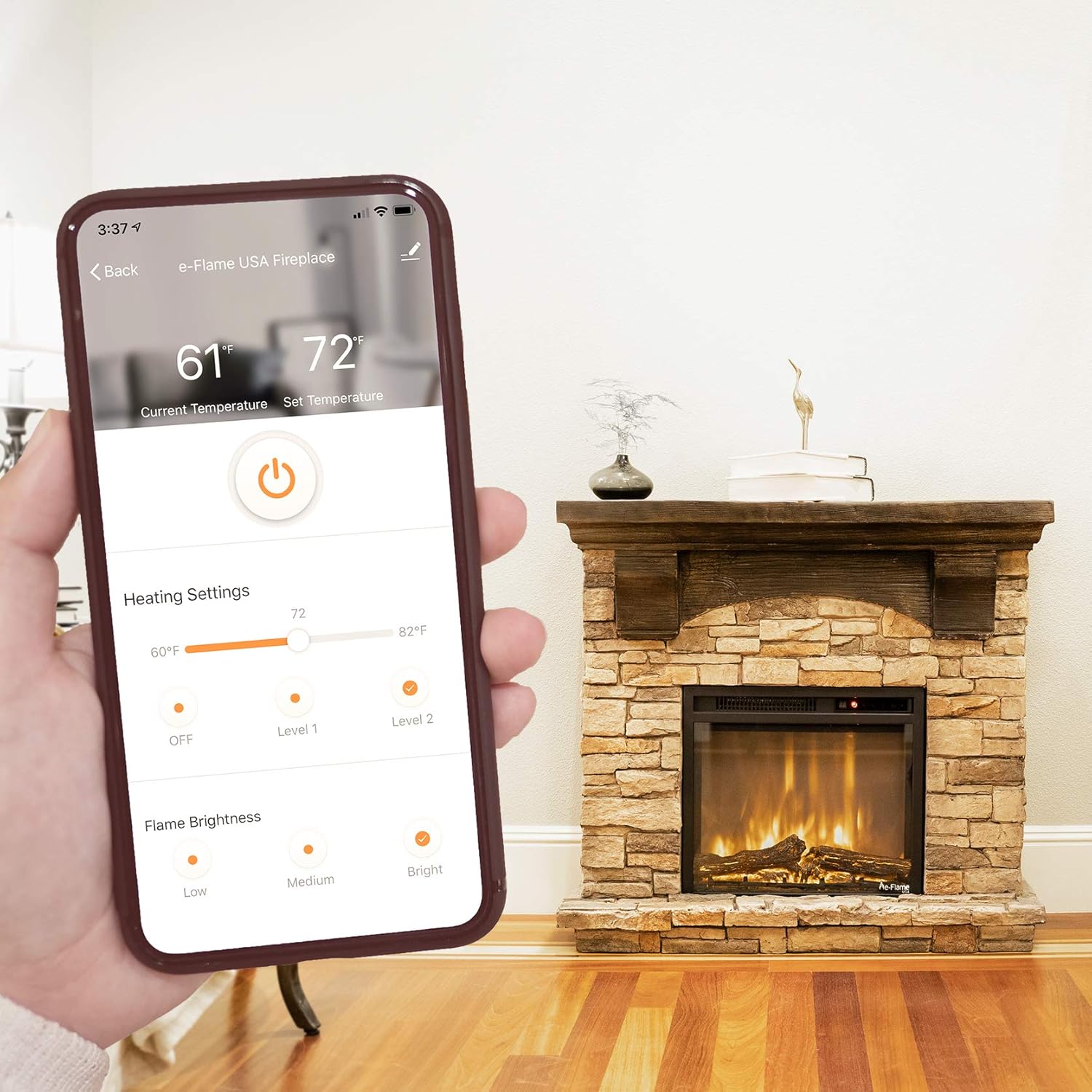 Kodiak LED Electric Fireplace Stove - Remote Control - 3D Log Fire