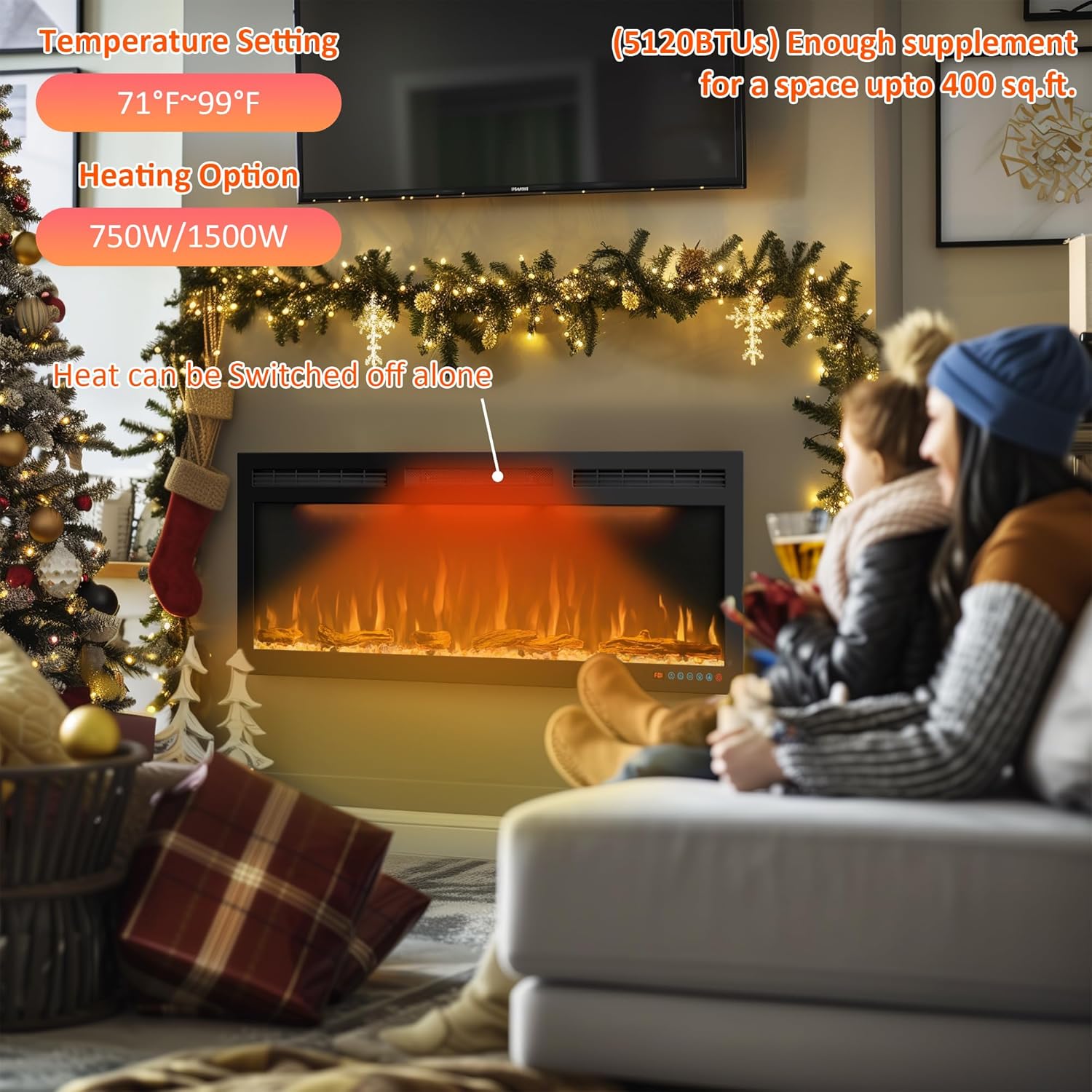 Dreamflame 88 Inches Electric Fireplace with Timer and Remote Control