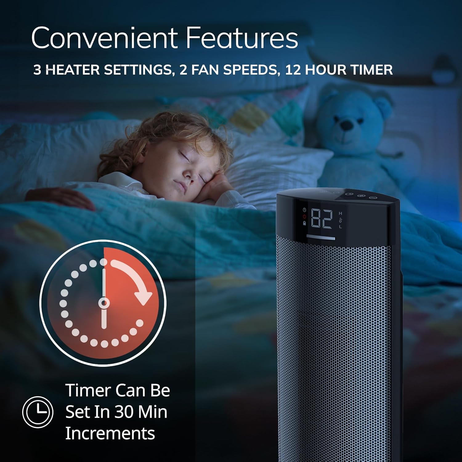 Lasko Ellipse Ceramic Tower Heater 1500W Black