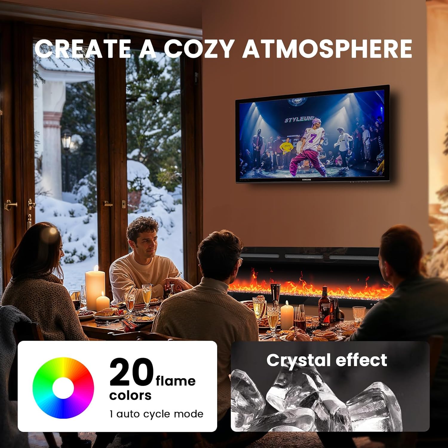 Silonn 60 Smart Electric Fireplace with App Remote