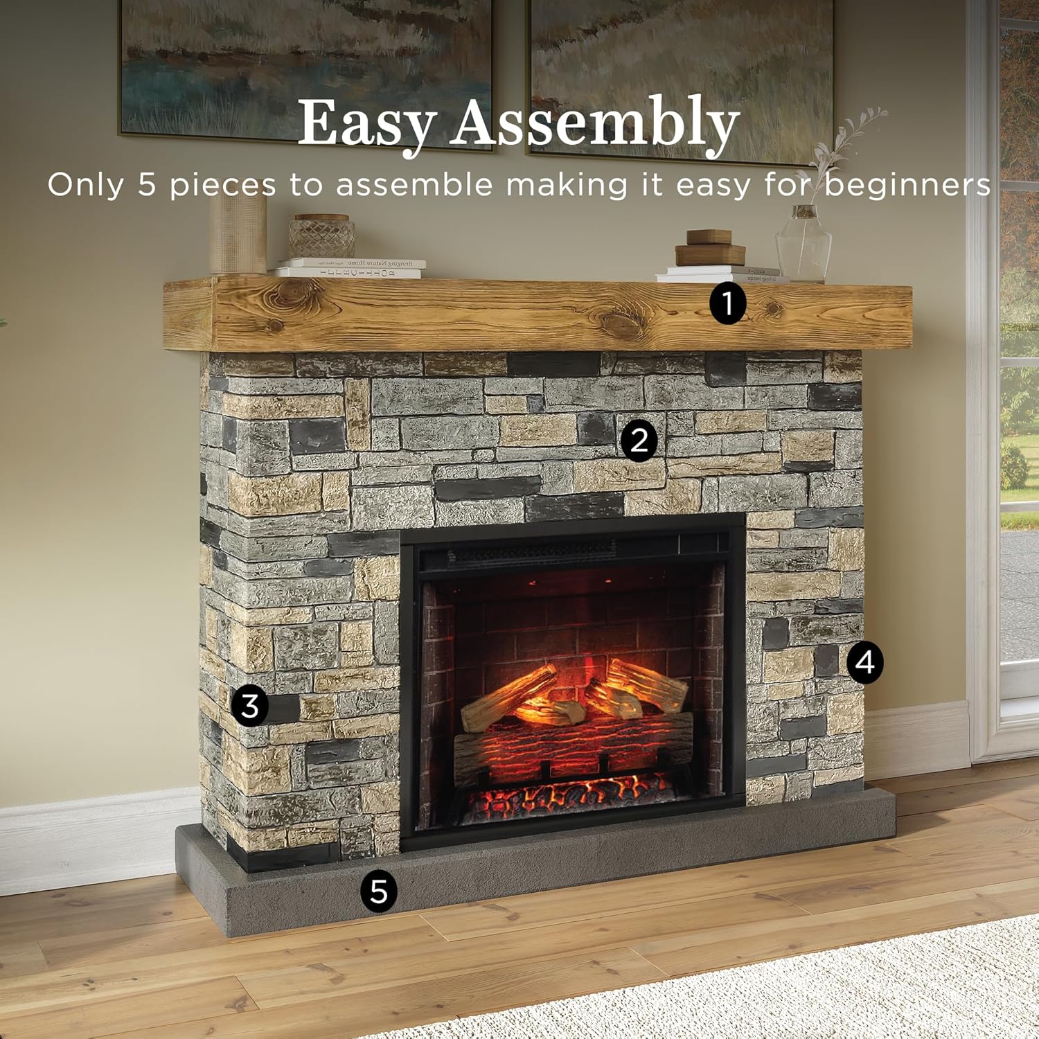 Country Living - Dixson Electric Fireplace with Mantel 28 Wood Insert