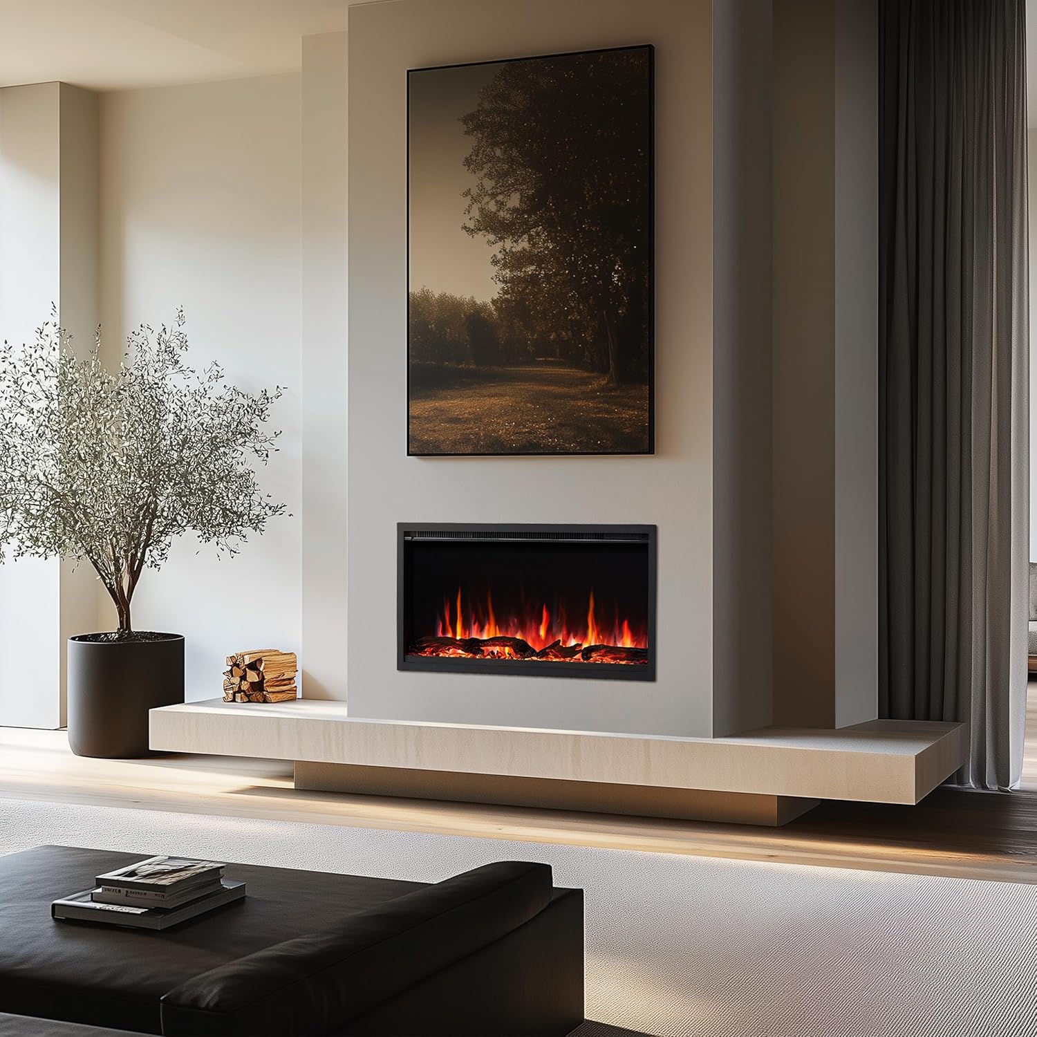 PuraFlame Herman 36 Inch Smart Electric Fireplace