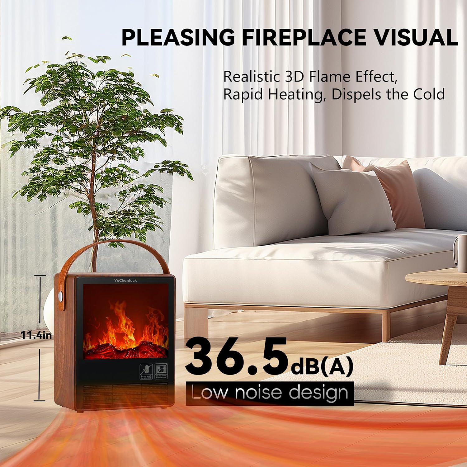 YUCHANLUCK Portable Electric Fireplace Heater 1500W