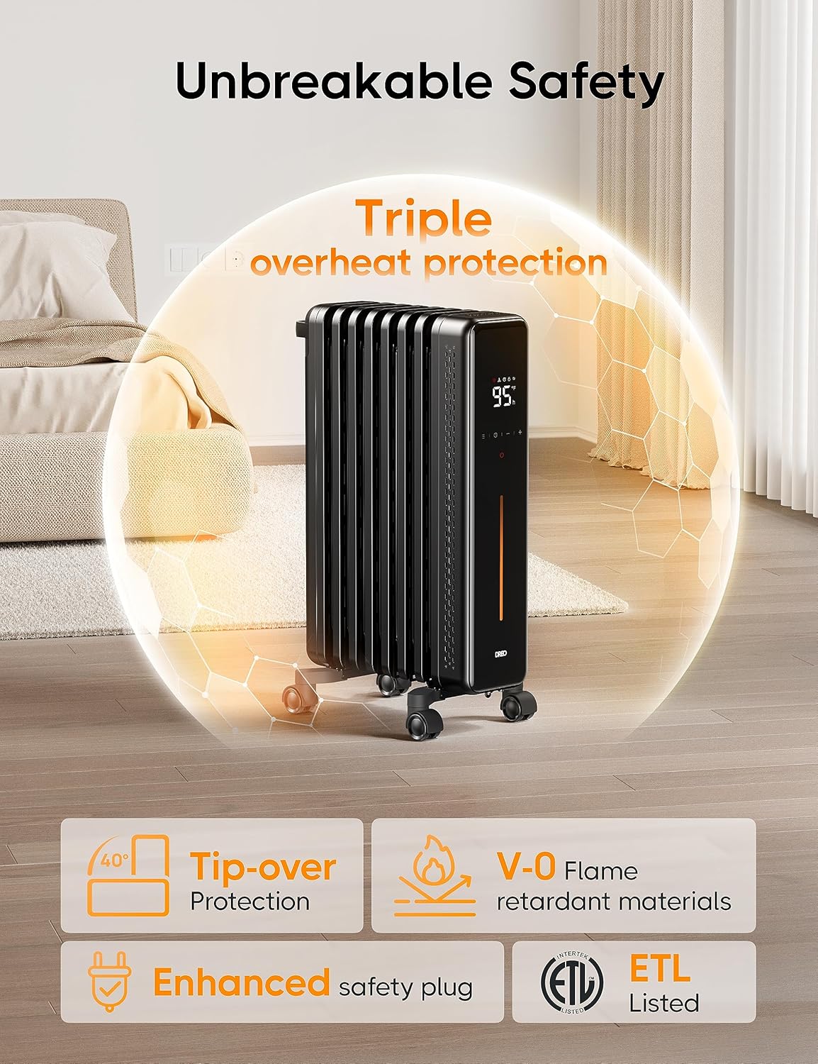 Dreo Oil Filled Radiator Heater with Remote 1500W